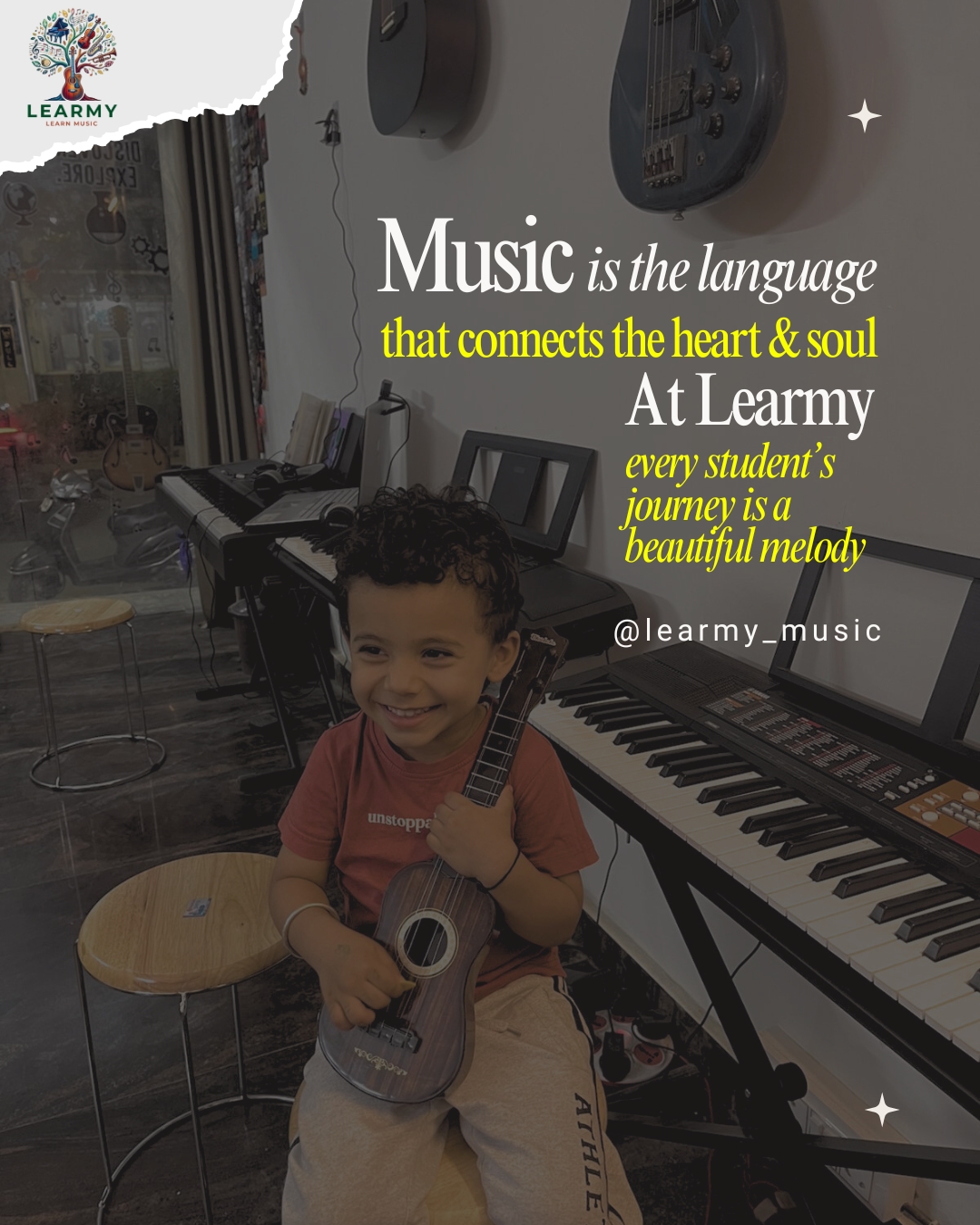 Students learning music and science at Learmy Educoach Institute